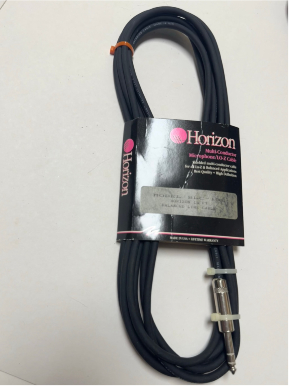 Horizon 15ft Balanced Microphone Cable BLC-15S - 1/4” to stripped bare tinned